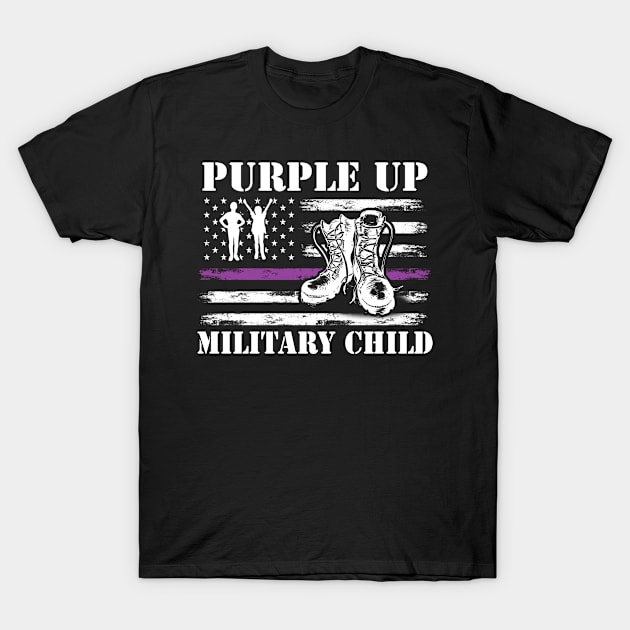 Purple Up Shirts Military Child Kids Army Dad US Flag Retro T-Shirt by Shaniya Abernathy